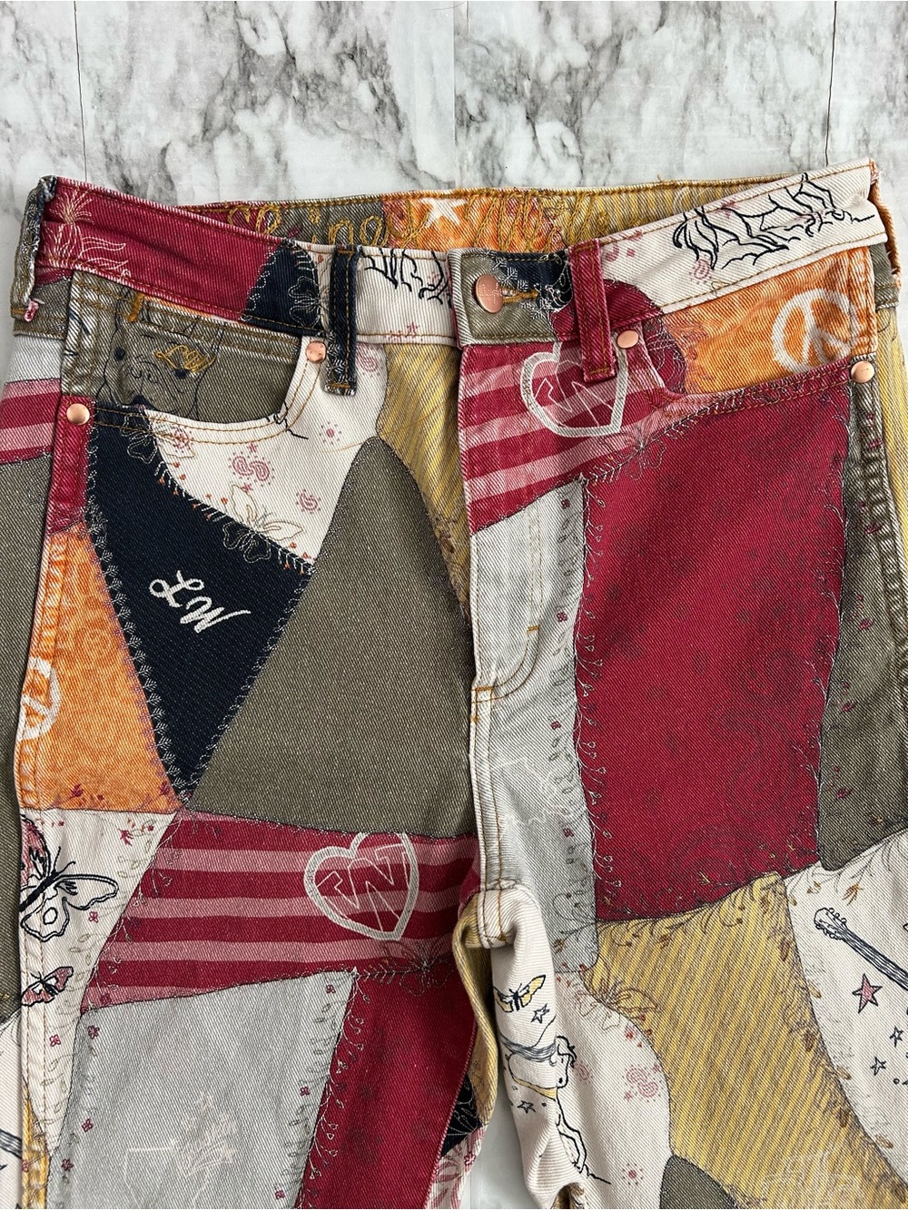 Lainey Wilson Collection By Wrangler Patchwork Print Bell Bottom Jeans - Picture 2 of 10